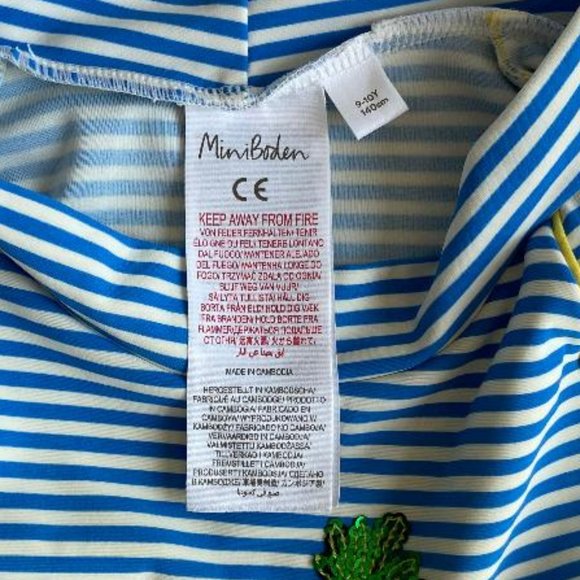 🍍HP!🍍Mini Boden Girl's Blue Oasis & Ivory Pineapples Surf Rash Guard Set - Picture 6 of 13